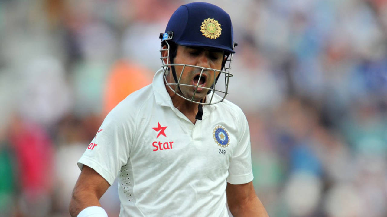 Gautam Gambhir is distraught after his first golden duck, England v India, 5th Investec Test, The Oval, 1st day, August 15, 2014