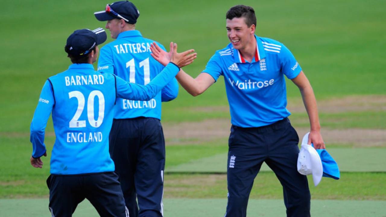 Matthew Fisher picked up a couple of wickets, England U-19s v South Africa U-19s, 1st Youth ODI, Edgbaston, August 15, 2014