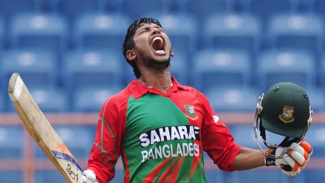 Anamul Haque celebrated his hundred with a primal scream, West Indies v Bangladesh, 1st ODI, St George's, August 20, 2014