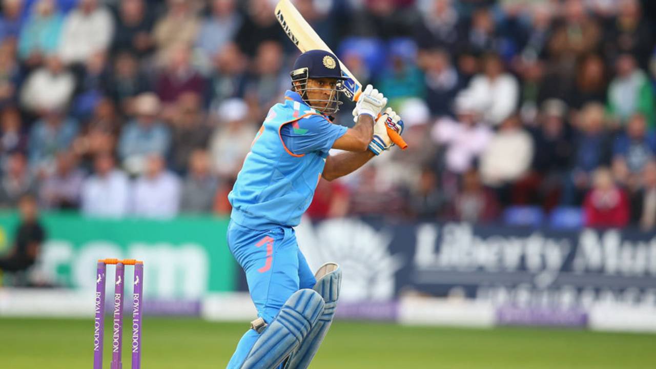 MS Dhoni struck six fours during his 52, England v India, 2nd ODI, Cardiff, August 27, 2014