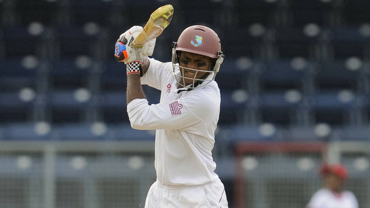 Shivnarine Chanderpaul punches one to the off side, West Indies v Bangladesh, 1st Test, St Vincent, 2nd day, September 6, 2014