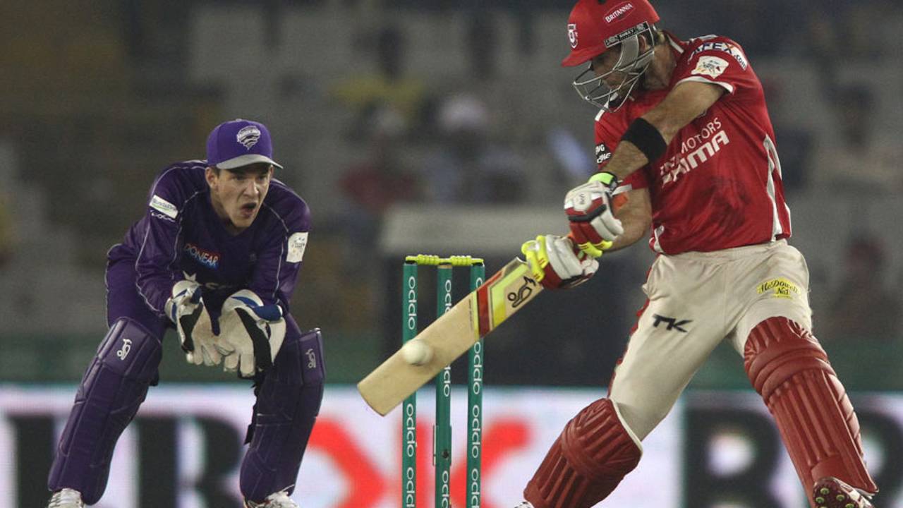 Glenn Maxwell turned the game around with his aggressive batting, Kings XI Punjab v Hobart Hurricanes, Champions League T20, Mohali, September 18, 2014