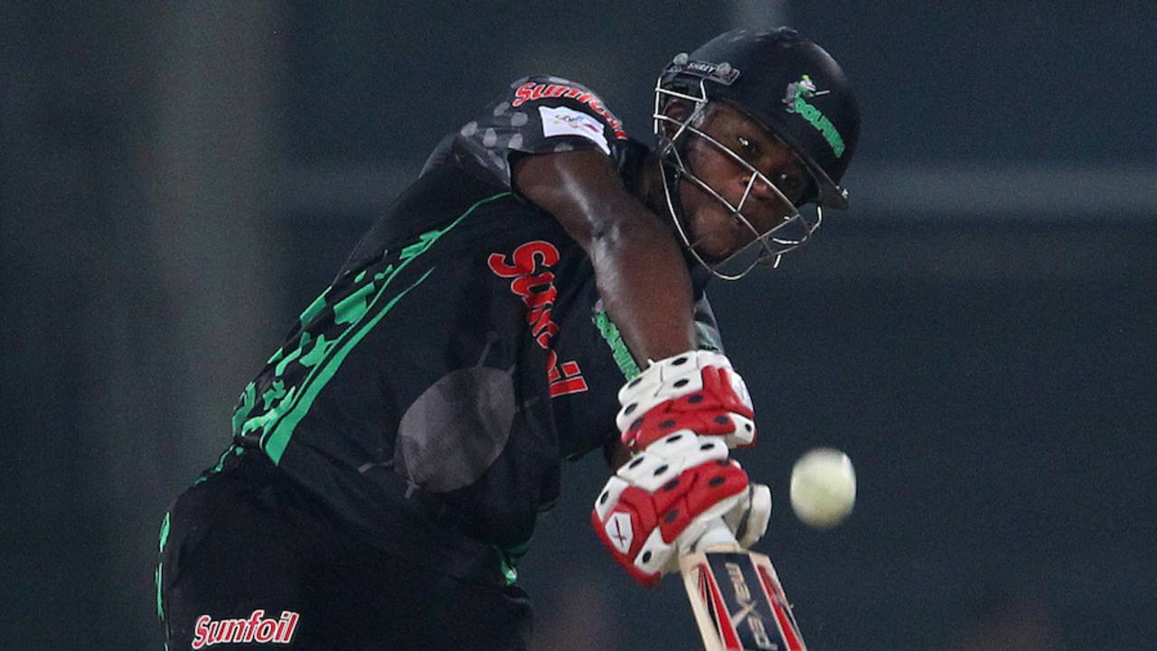 Andile Phehlukwayo provided some late entertainment, Dolphins v Kolkata Knight Riders, Champions League T20, Group A, Hyderabad, September 29, 2014