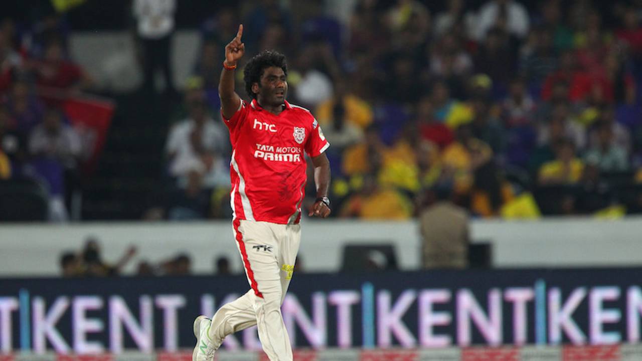 Parvinder Awana struck twice in his opening spell, Kings XI Punjab v Chennai Super Kings, 2nd semi-final, CLT20, Hyderabad, October 2, 2014