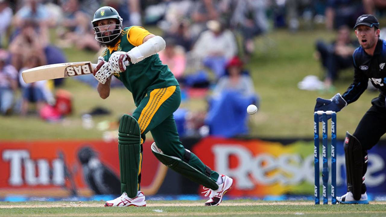 Hashim Amla works the ball into the leg side, New Zealand v South Africa, 1st ODI, Mount Maunganui, October 21, 2014