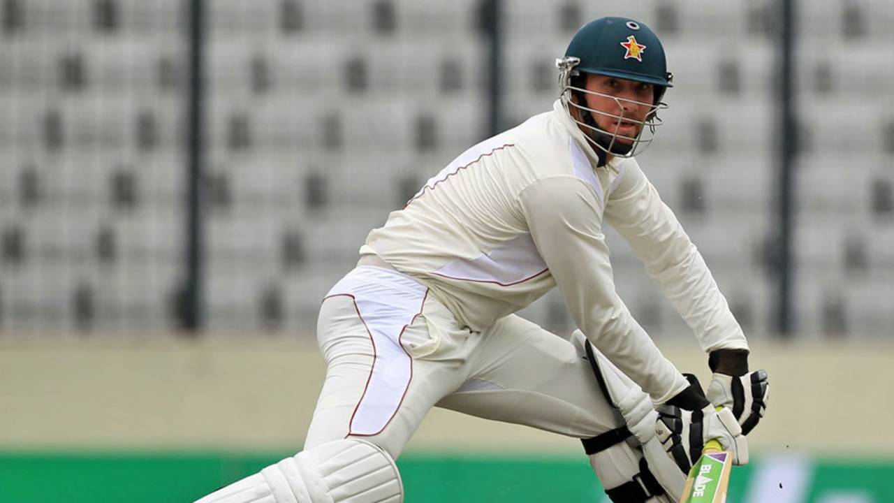 Brendan Taylor squeezes the ball into the off side, Bangladesh v Zimbabwe, 1st Test, Mirpur, 3rd day, October 27, 2014