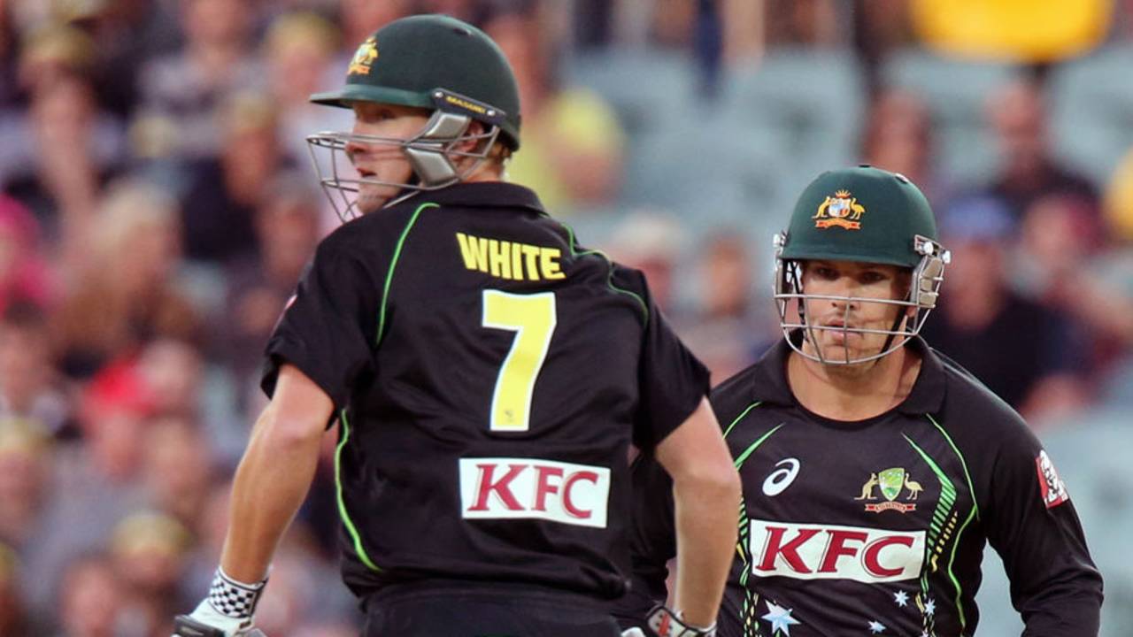 Cameron White and Aaron Finch shared an opening stand of 33 in four overs, Australia v South Africa, 1st Twenty20, Adelaide, November 5, 2014