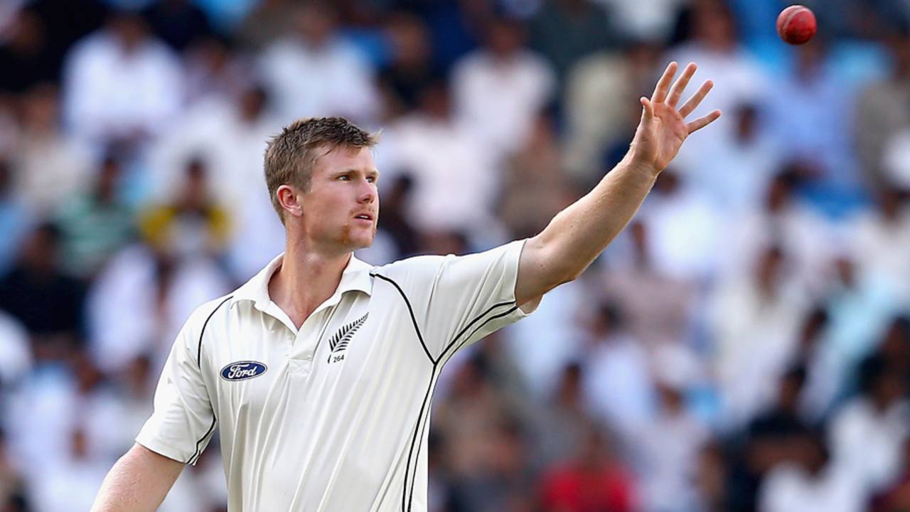 James Neesham reaches out for the ball, Pakistan v New Zealand, 2nd Test, Dubai, 5th day, November 21, 2014