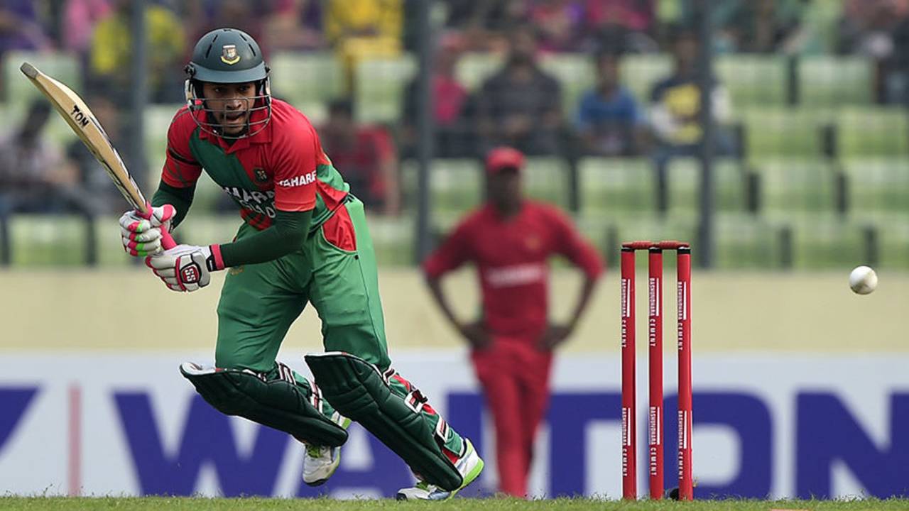 Mushfiqur Rahim clips the ball into the leg side, Bangladesh v Zimbabwe, 4th ODI, Mirpur, November 28, 2014