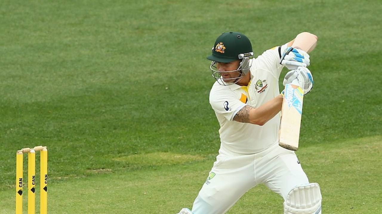 Michael Clarke resumed his innings on 60 not out, Australia v India, 1st Test, Adelaide, 2nd day, December 10, 2014