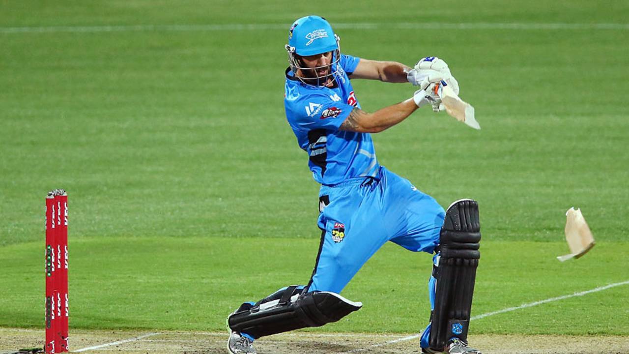 New bat, please: Jono Dean's power proved too much for his piece of willow, Adelaide Strikers v Hobart Hurricanes, Big Bash League, Adelaide, December 31, 2014