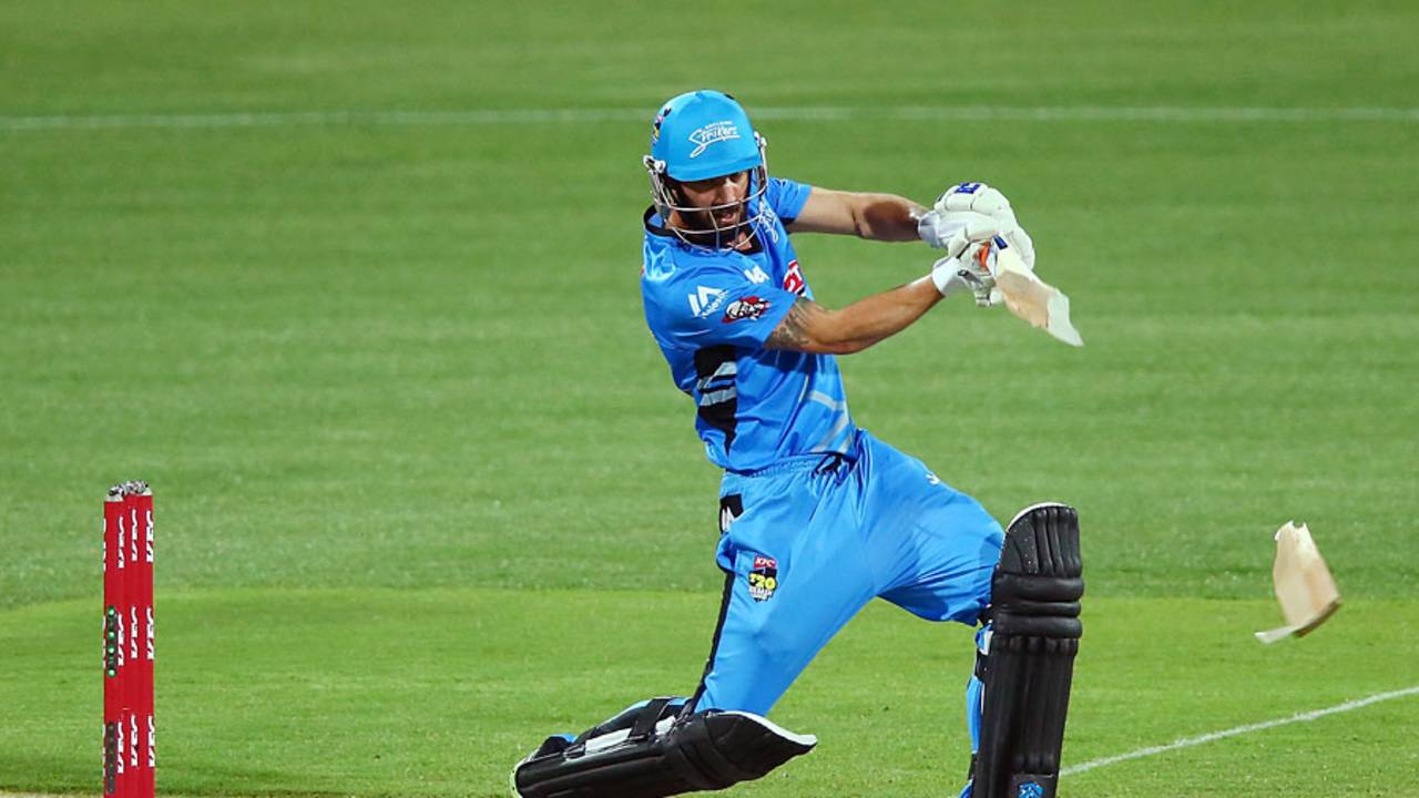 New bat, please: Jono Dean's power proved too much for his piece of willow, Adelaide Strikers v Hobart Hurricanes, Big Bash League, Adelaide, December 31, 2014