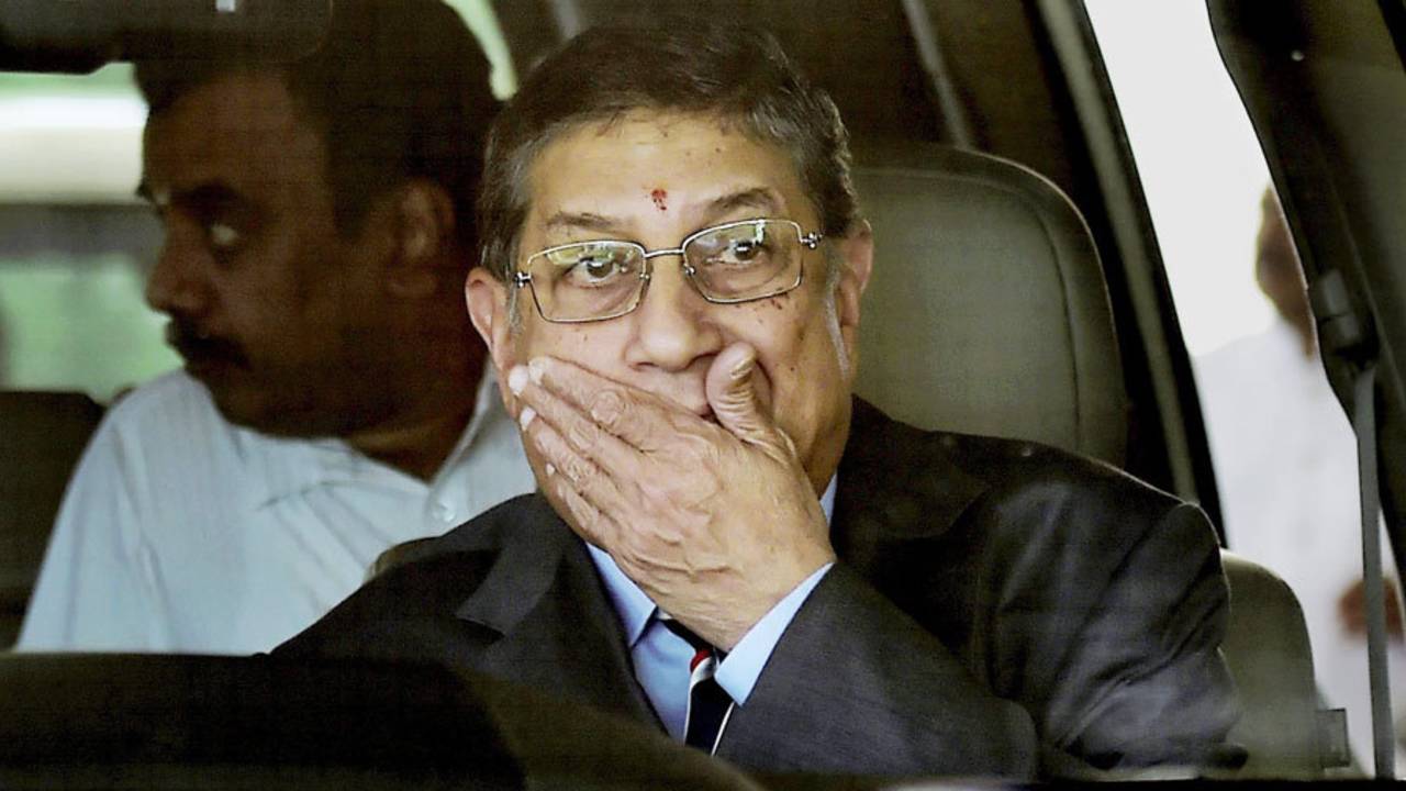 N Srinivasan leaves after the BCCI's emergent working committee meeting, Chennai, February 8, 2015