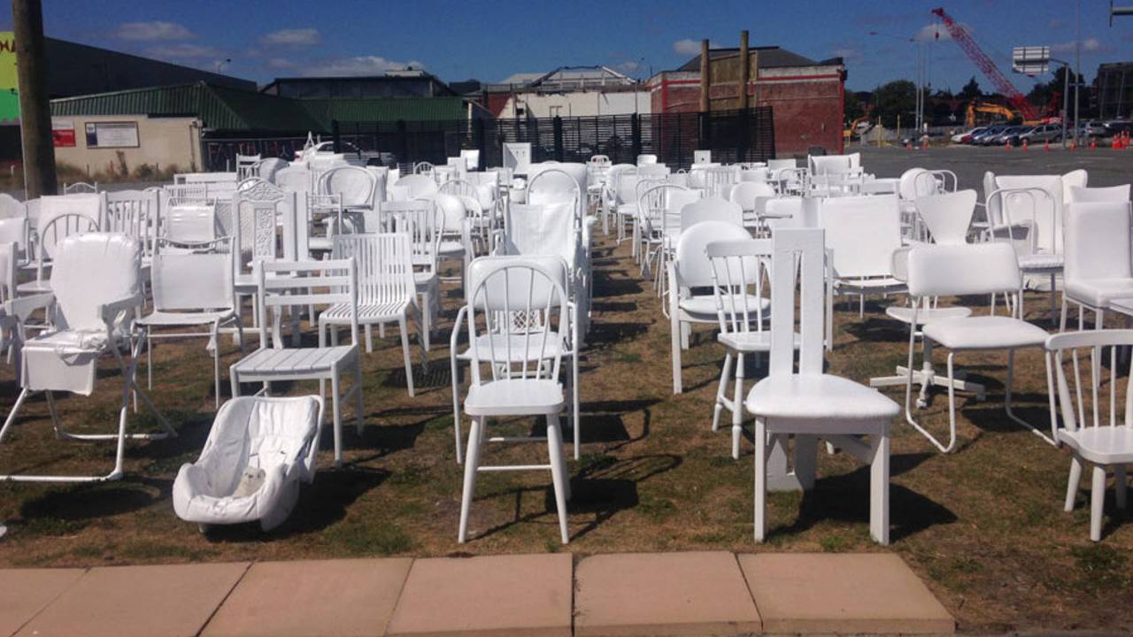 A memorial with 185 chairs to commemorate the victims of the Christchurch earthquake, Christchurch, February 10, 2015