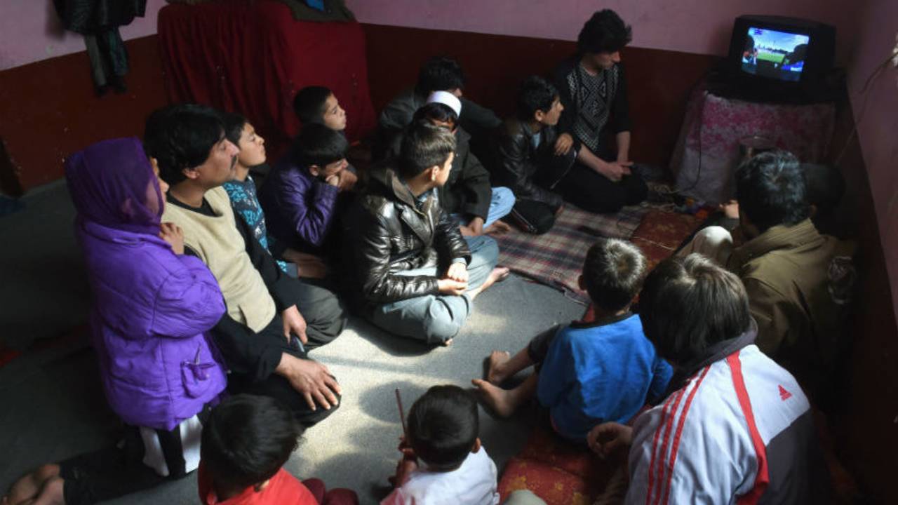 A group of people in Kabul gather to watch Afghanistan's World Cup debut, Afghanistan v Bangladesh, World Cup 2015, Group A, Canberra, February 18, 2015