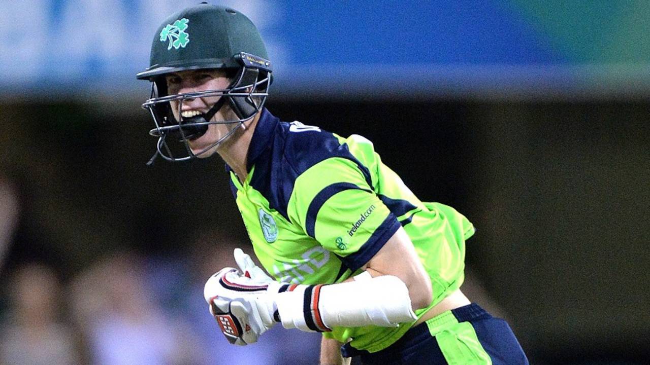 George Dockrell is pumped after hitting the winning runs,  Ireland v UAE, World Cup 2015, Group B, Brisbane, February 25, 2015