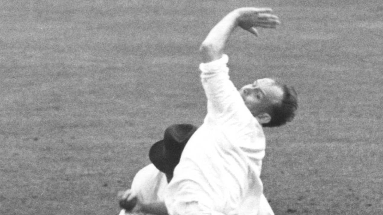 Frank Tyson took 6 for 28 in England's win, England v South Africa, 1st Test, Trent Bridge, 4th day, June 13, 1955