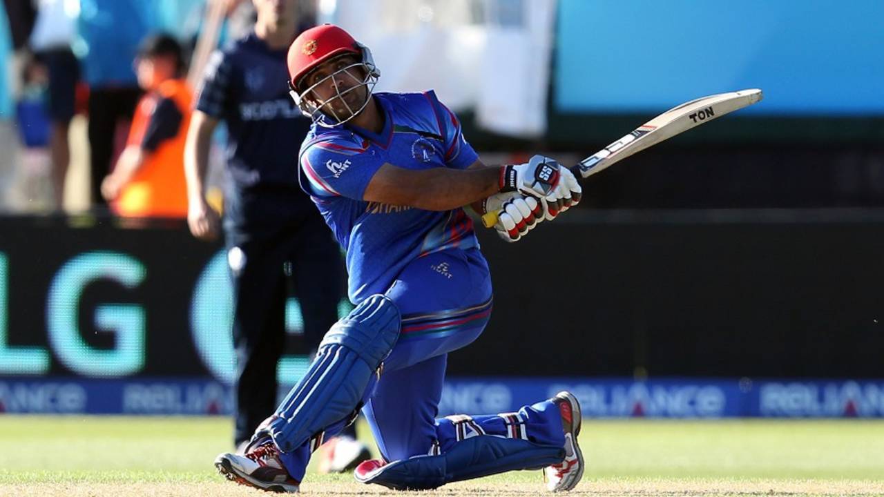 Samiullah Shenwari struck three sixes in the 47th over to change the game, Afghanistan v Scotland, World Cup 2015, Group A, Dunedin, February 26, 2015