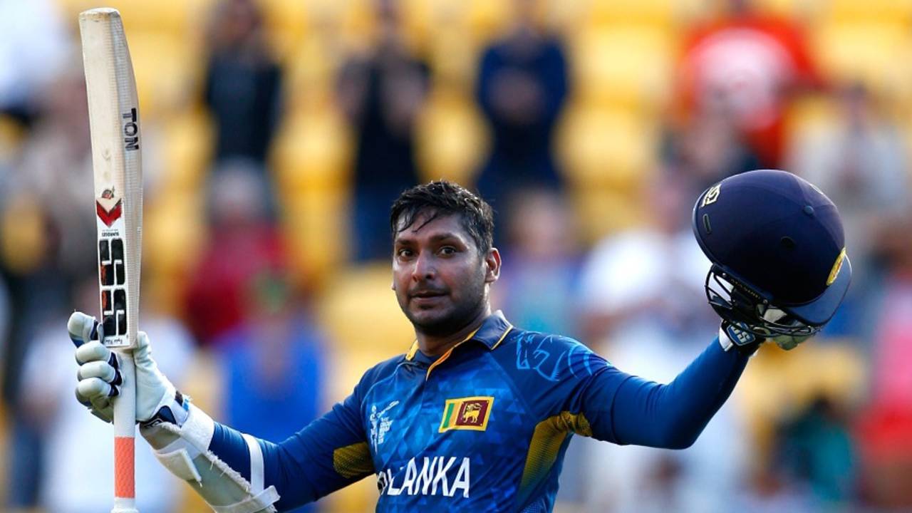 Kumar Sangakkara slammed his fastest ODI century, England v Sri Lanka, World Cup 2015, Group A, Wellington, March 1, 2015