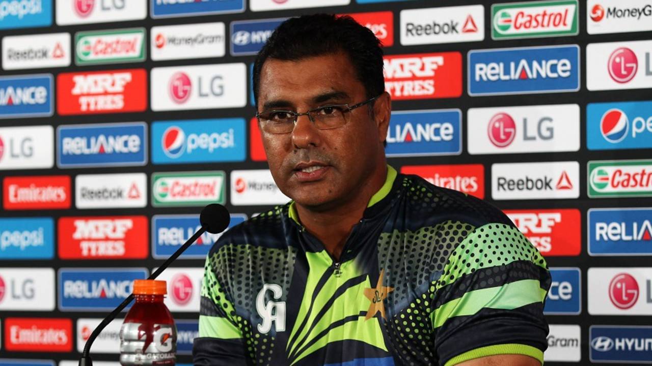 Pakistan coach Waqar Younis speaks to the media after the big win, Pakistan v UAE, World Cup 2015, Group B, Napier, March 4, 2015