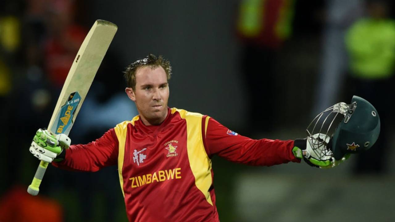 Brendan Taylor struck 11 fours and four sixes in his 91-ball 121, Ireland v Zimbabwe, World Cup 2015, Group B, Hobart, March 7, 2015