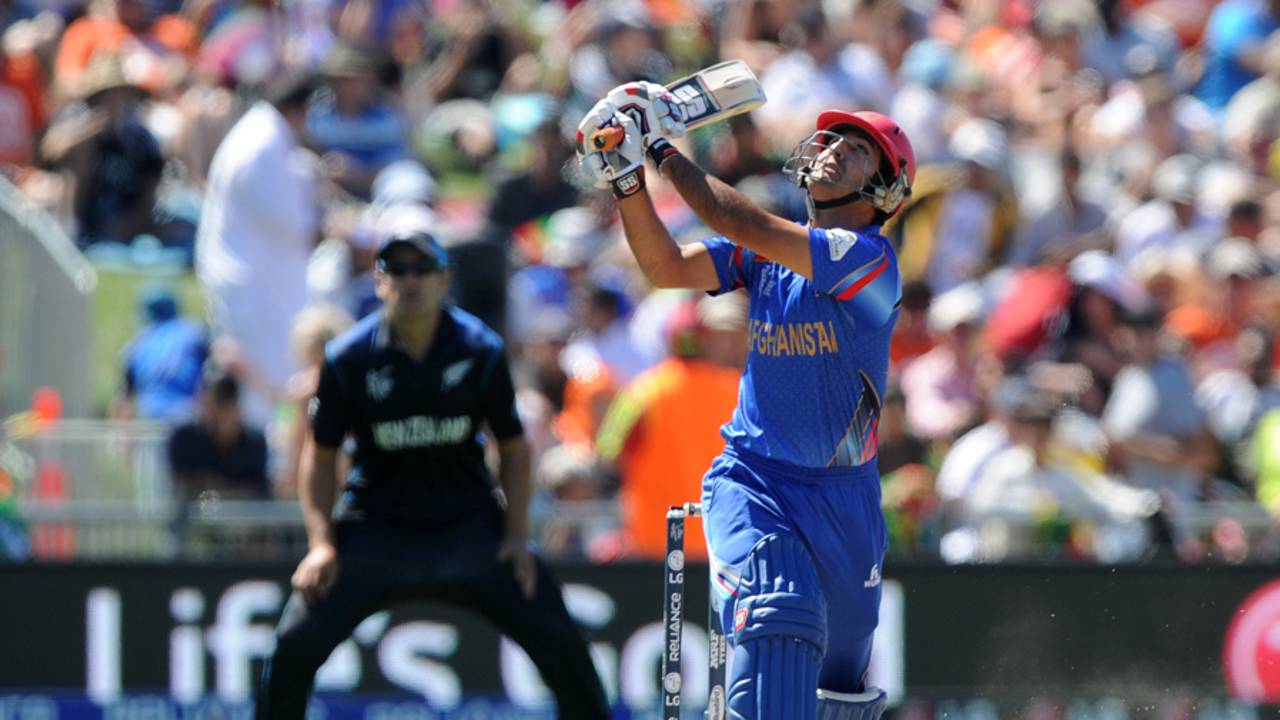 Najibullah Zadran hits out, New Zealand v Afghanistan, World Cup 2015, Group A, Napier, March 8, 2015