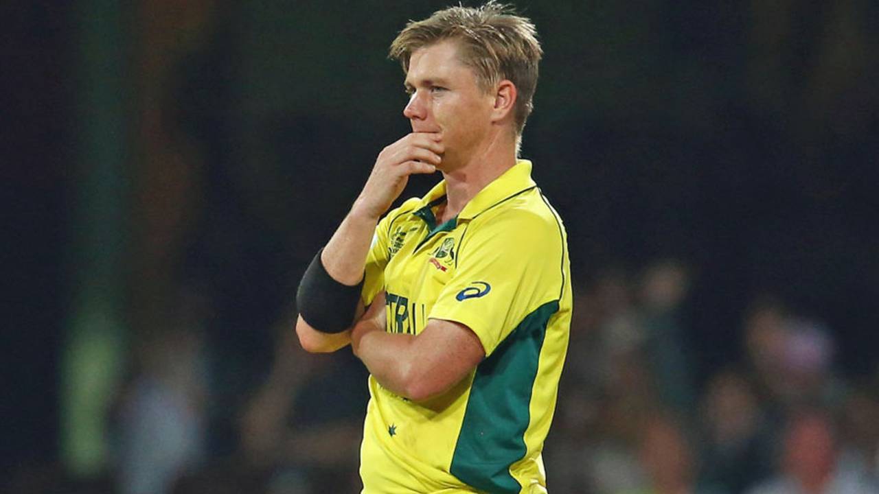 Xavier Doherty looks on during Sri Lanka's innings, Australia v Sri Lanka, World Cup 2015, Group A, Sydney, March 8, 2015