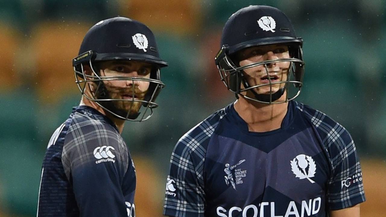 Preston Mommsen and Freddie Coleman added 118 runs for the fourth wicket, Scotland v Sri Lanka, World Cup 2015, Group A, Hobart, March 11, 2015 