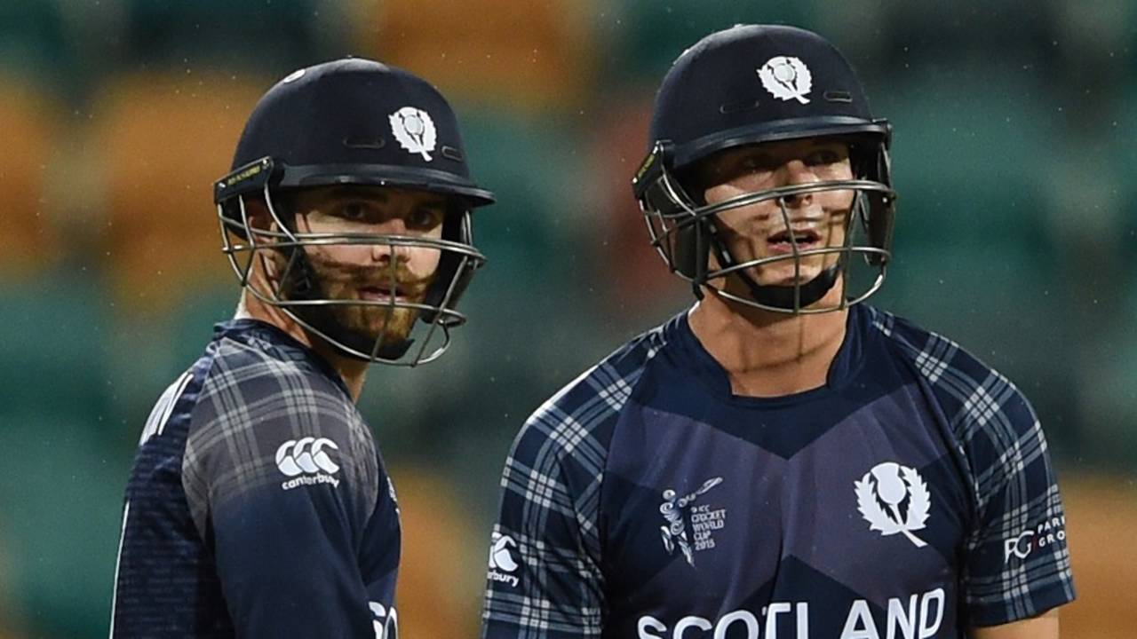 Preston Mommsen and Freddie Coleman added 118 runs for the fourth wicket, Scotland v Sri Lanka, World Cup 2015, Group A, Hobart, March 11, 2015 