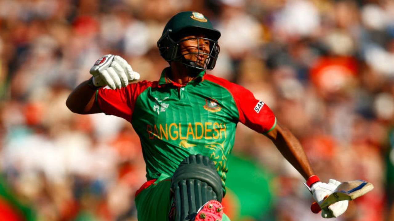 Mahmudullah leaps in the air to celebrate his century, New Zealand v Bangladesh, World Cup 2015, Group A, Hamilton, March 13, 2015