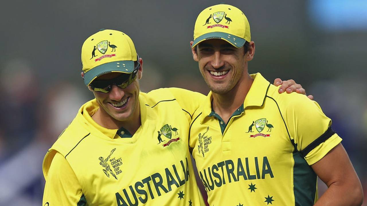 Pat Cummins and Mitchell Starc took seven wickets between them, Australia v Scotland, World Cup 2015, Group A, Hobart, March 14, 2015