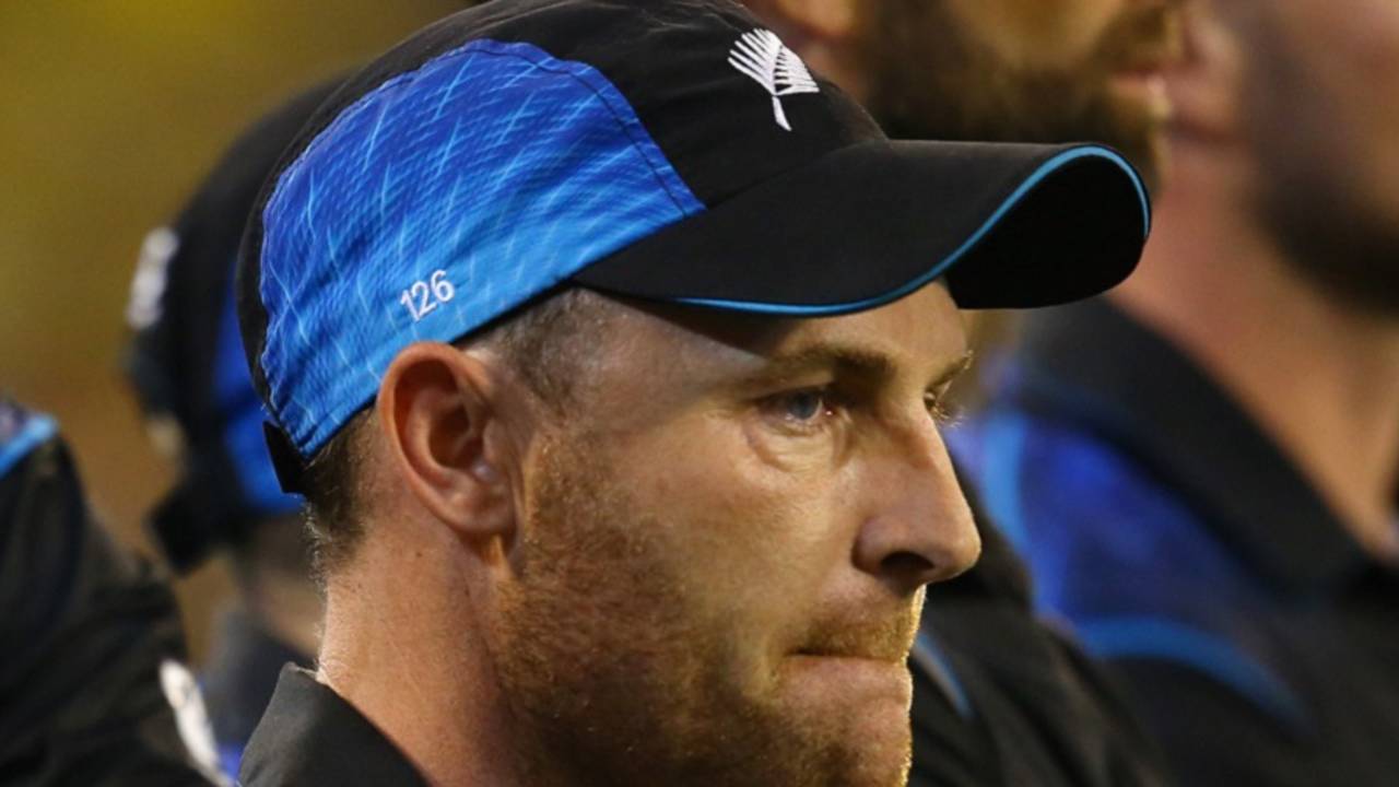 Brendon McCullum appears downcast at the presentation, Australia v New Zealand, World Cup 2015, final, Melbourne, March 29, 2015