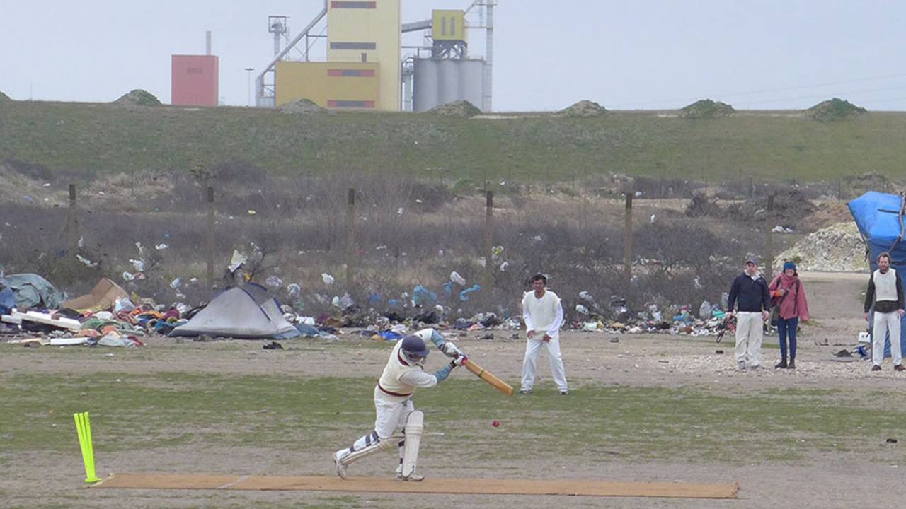 The Weekenders CC play Afghan migrants at a camp in Calais, Calais, March 28, 2015