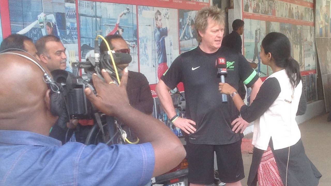 Ian Pont being interviewed in India, April 1, 2015
