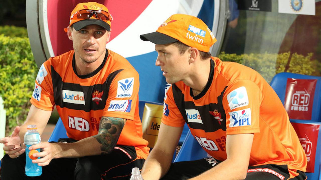 Will we play together? Dale Steyn and Trent Boult chat before the match, Sunrisers Hyderabad v Rajasthan Royals, IPL 2015, Visakhapatnam, April 16, 2015