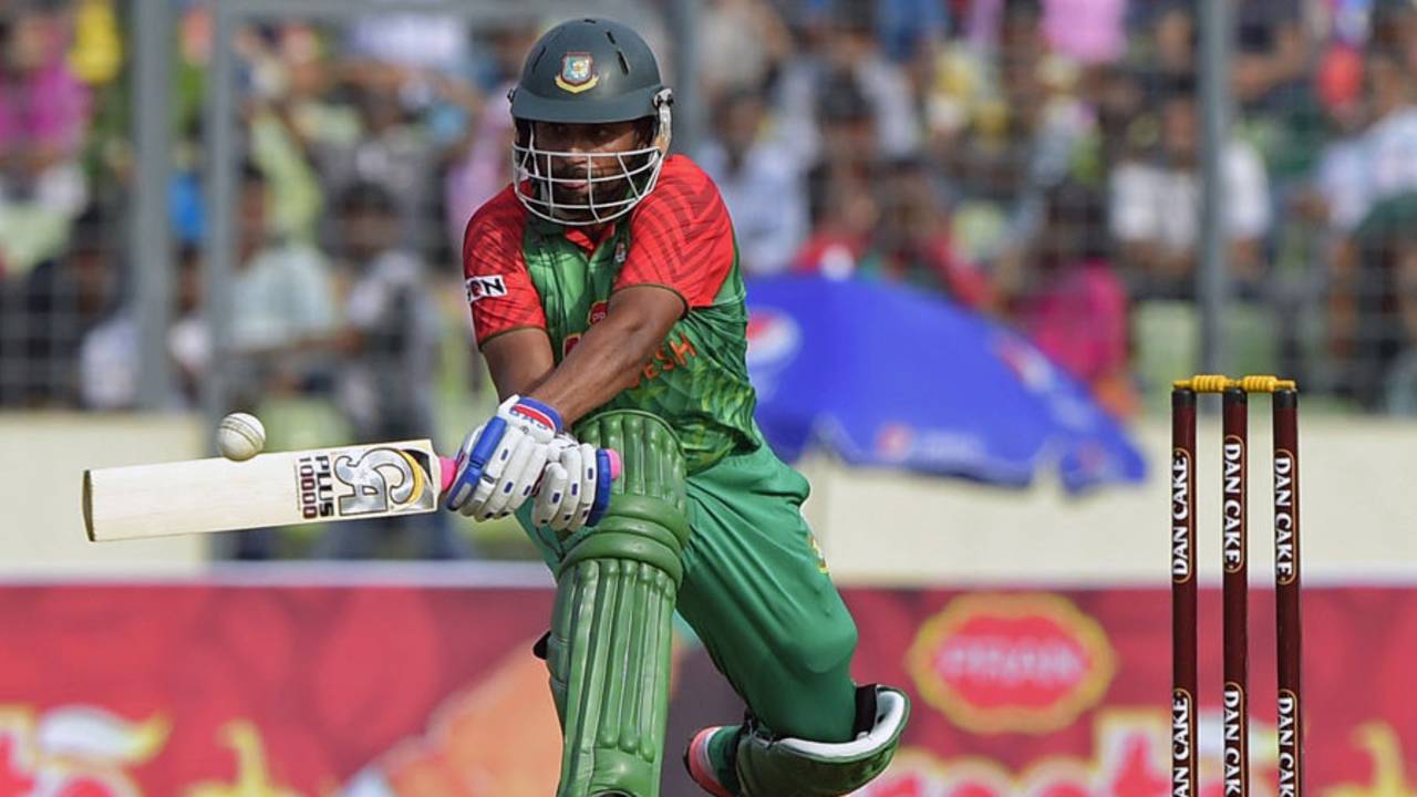 Tamim Iqbal was quite animated after his first ODI century since 2013&nbsp;&nbsp;&bull;&nbsp;&nbsp;AFP