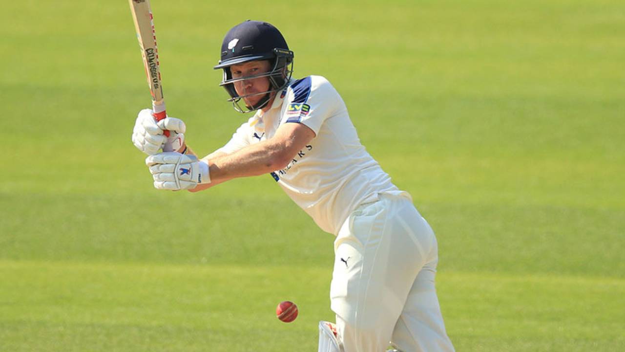 Rich Pyrah shared a century stand with Jack Leaning, Nottinghamshire v Yorkshire, County Championship Division One, Trent Bridge, 3rd day, April 21, 2015