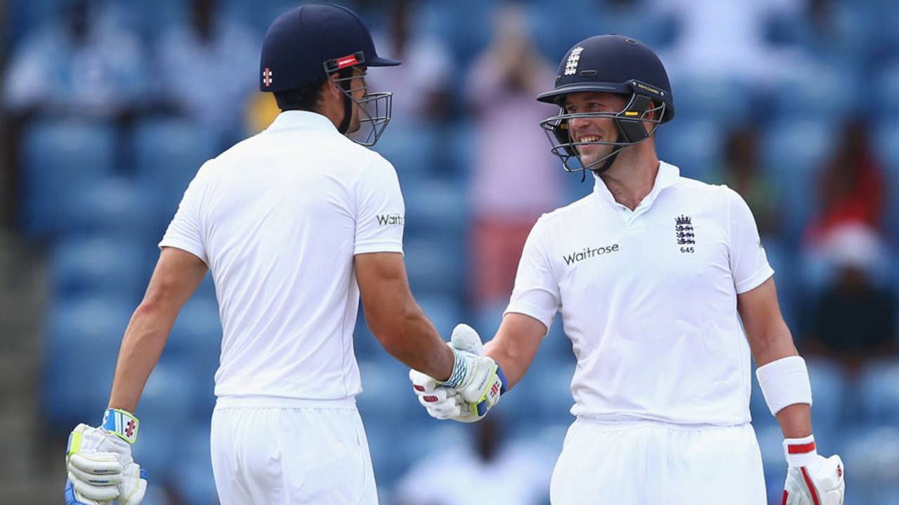 Alastair Cook and Jonathan Trott put on a century opening stand, West Indies v England, 2nd Test, St George's, 3rd day, April 23, 2015