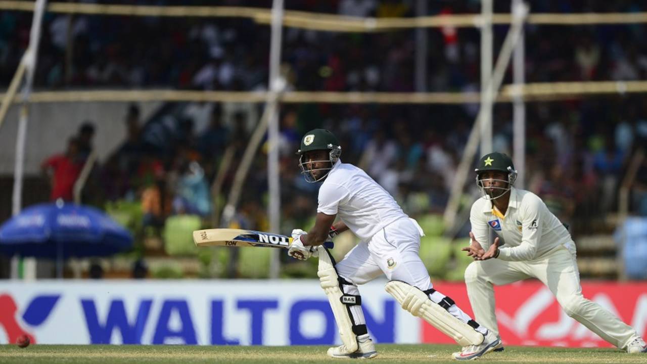 Imrul Kayes guides the ball through the off side, Bangladesh v Pakistan, 1st Test, Khulna, 4th day, May 1, 2015