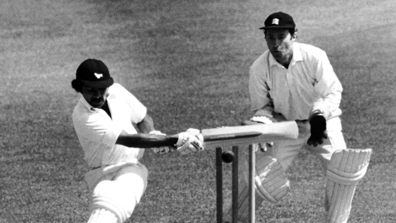Gehan Mendis attempts a sweep, Middlesex v Sussex, Lord's, May 29, 1978 