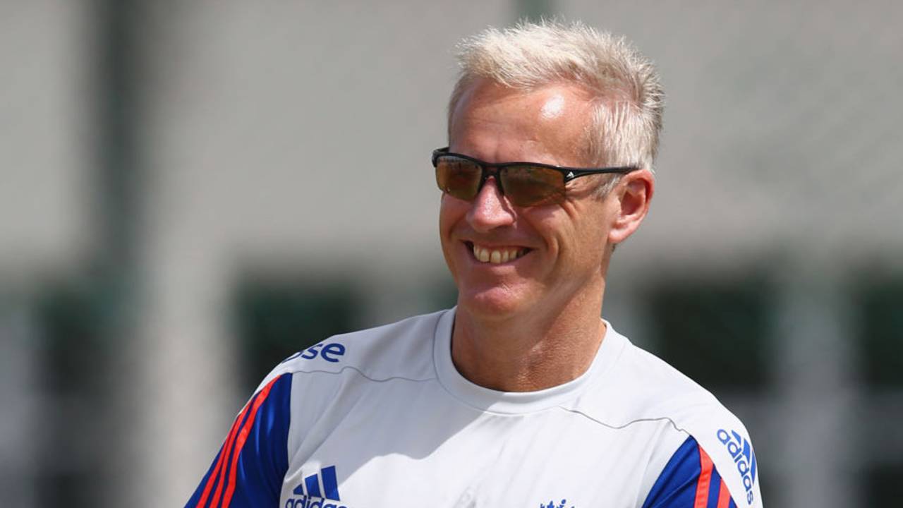 Peter Moores at England nets, Antigua, April 11, 2015