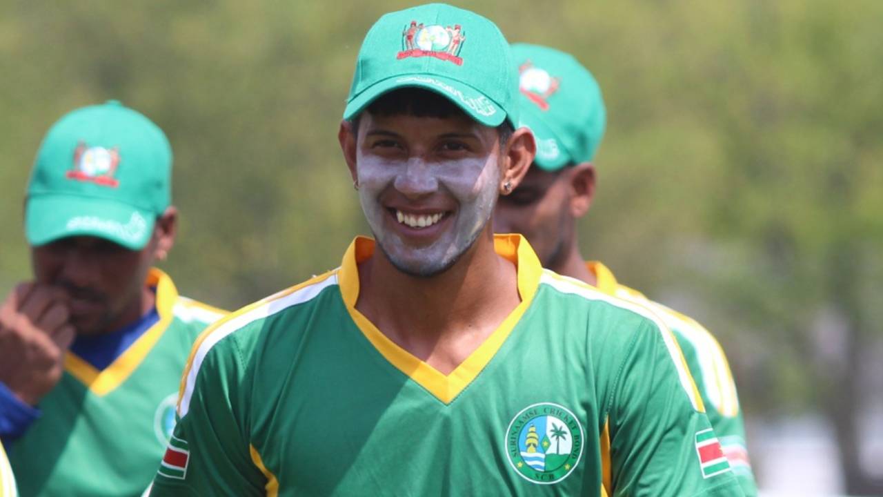 Muneshwar Patandin is applauded off the field after taking six wickets, Canada v Suriname, ICC Americas Regional T20, Indianapolis, May 7, 2015