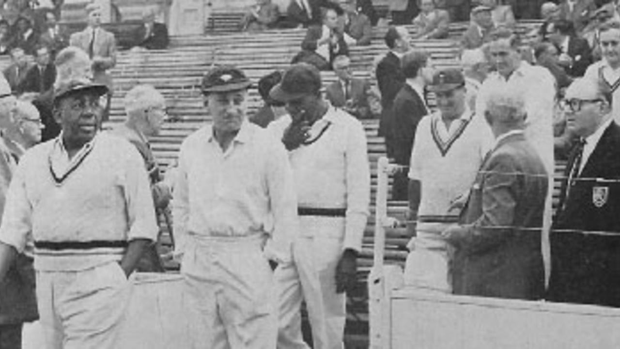 Sir Learie Constantine leads out his team to meet the West Indian tourists in 1963