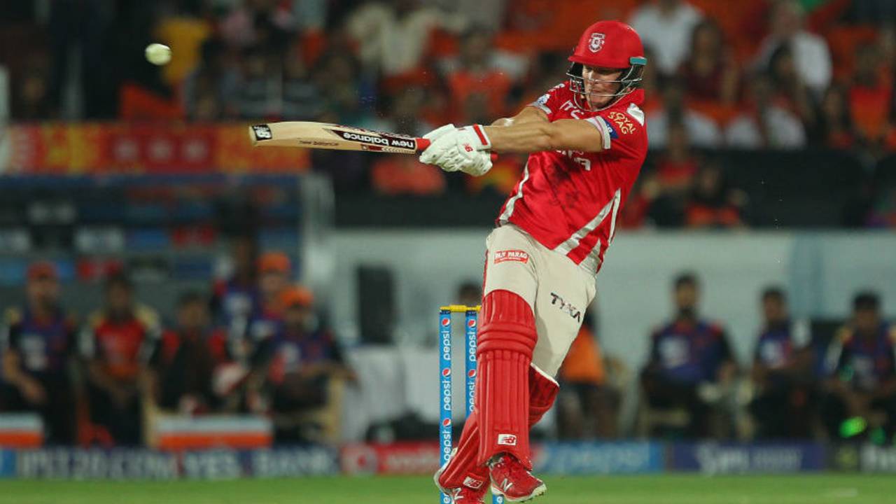 David Miller slams it for six, Sunrisers Hyderabad v Kings XI Punjab, IPL 2015, Hyderabad, May 11, 2015