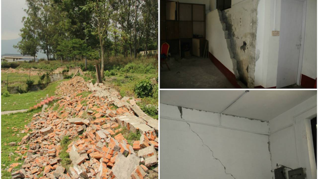 The damage at the Tribhuvan University Ground facilities, Nepal's premier cricketing venue
