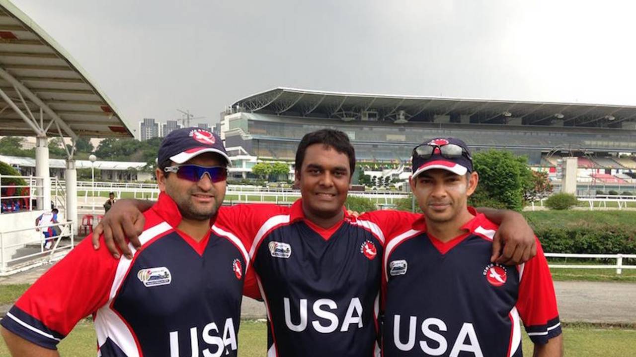 Sushil Nadkarni, Aditya Thyagarajan and Usman Shuja (left to right) on the field together after their final match