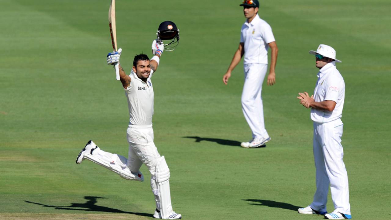 Virat Kohli is all smiles after completing his century, South Africa v India, 1st Test, Johannesburg, 1st day, December 18, 2013