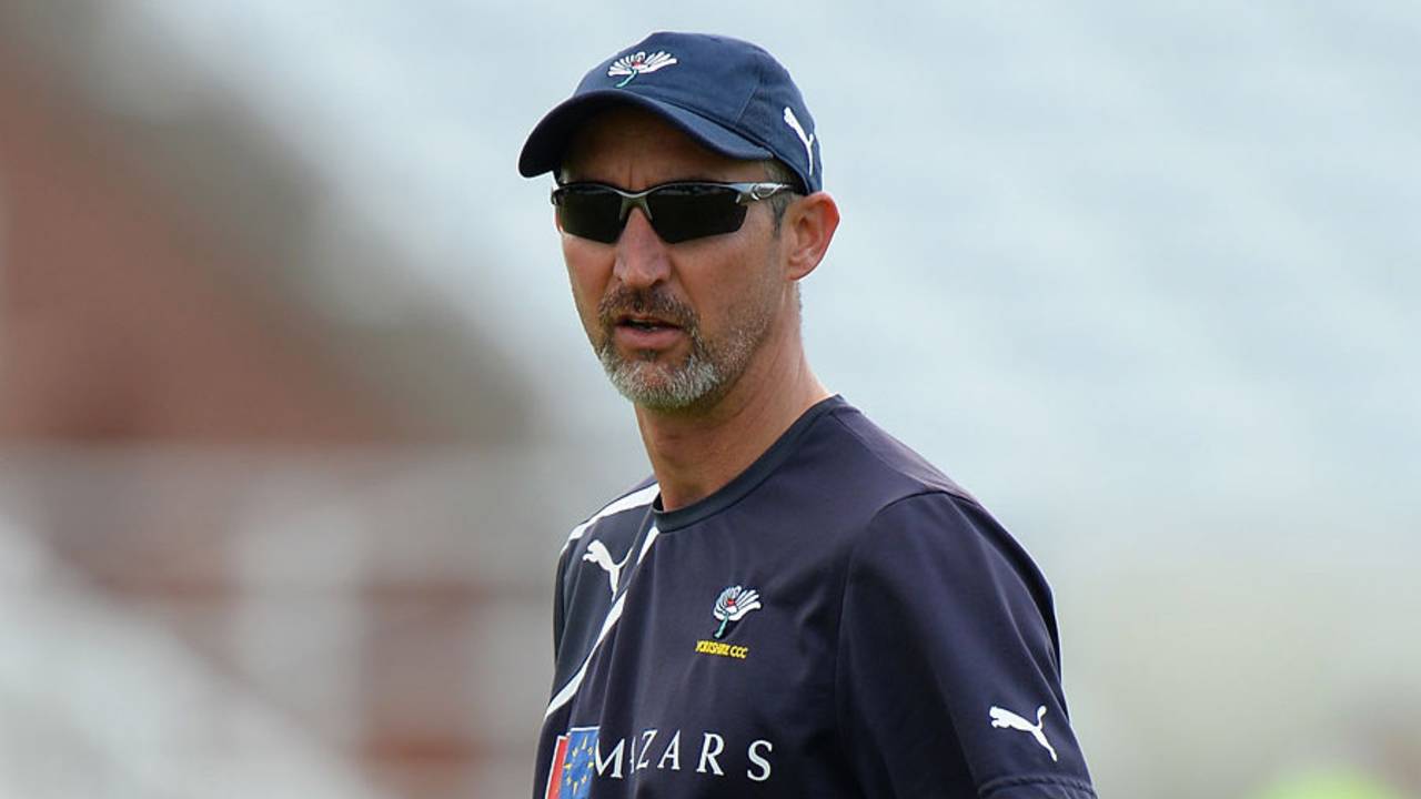 Jason Gillespie is the topic of many conversations, Nottinghamshire v Yorkshire, NatWest T20 Blast, North Group, Trent Bridge, May 22, 2015