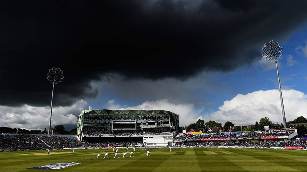 Dirty clouds flashed by Headingley through the first part of the day, England v New Zealand, 2nd Investec Test, Headingley, 1st day, May 29, 2015
