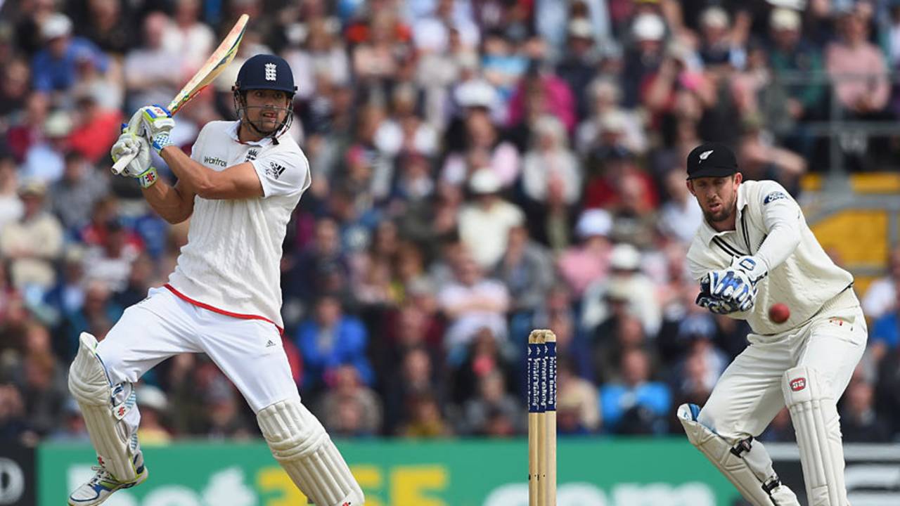 Alastair Cook scored plenty with the square cut...as so often, England v New Zealand, 2nd Investec Test, Headingley, 2nd day, May 30, 2015